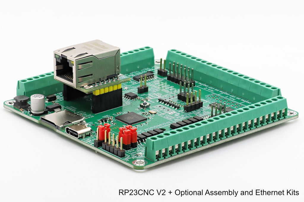 5 Axis grblHAL CNC controller - RP23CNC. Board + Assembly Kit + Ethernet Kit.