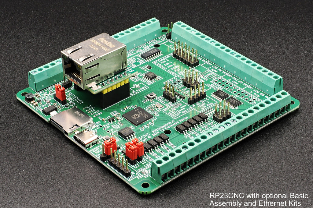 5 Axis grblHAL CNC controller - RP23CNC. Board + Assembly Kit + Ethernet Kit.
