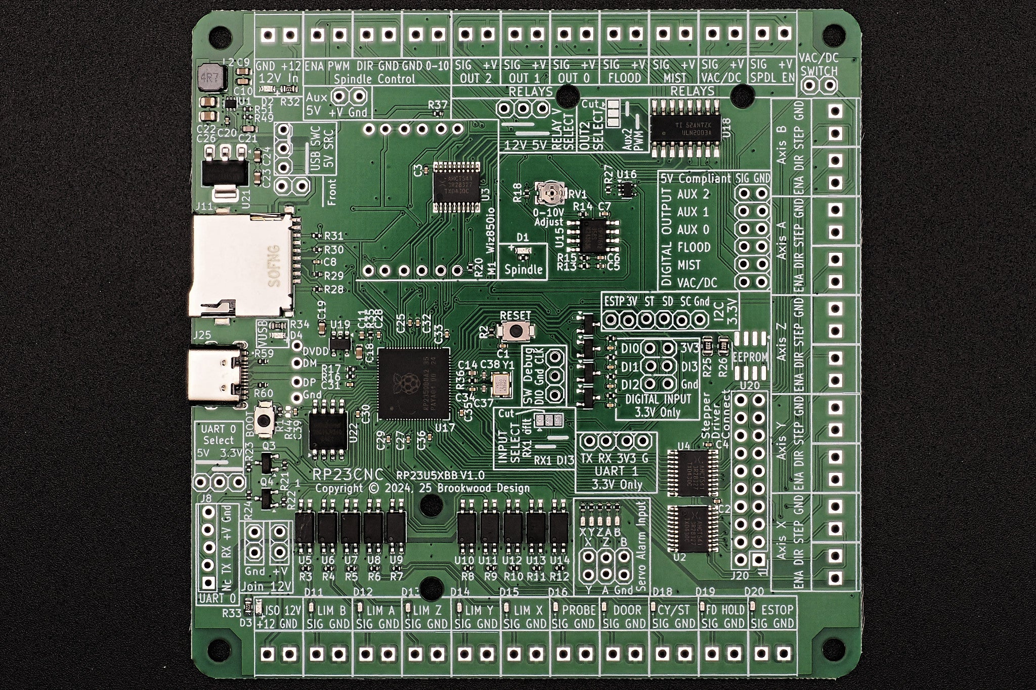 5 Axis grblHAL CNC controller - RP23CNC. Board + Assembly Kit