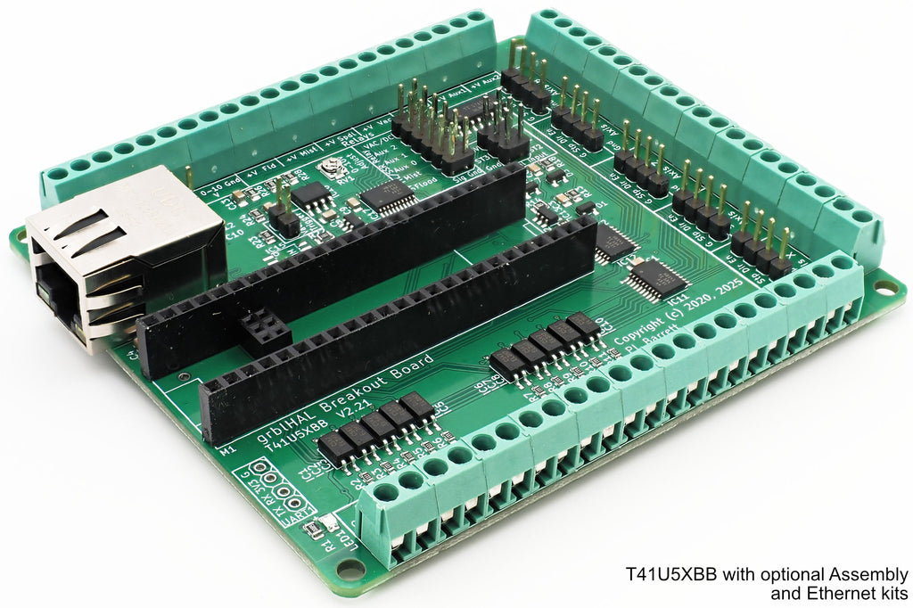5 Axis grblHAL CNC motion controller for Teensy 4.1 - T41U5XBB. Board + Assembly Kit + Ethernet Kit