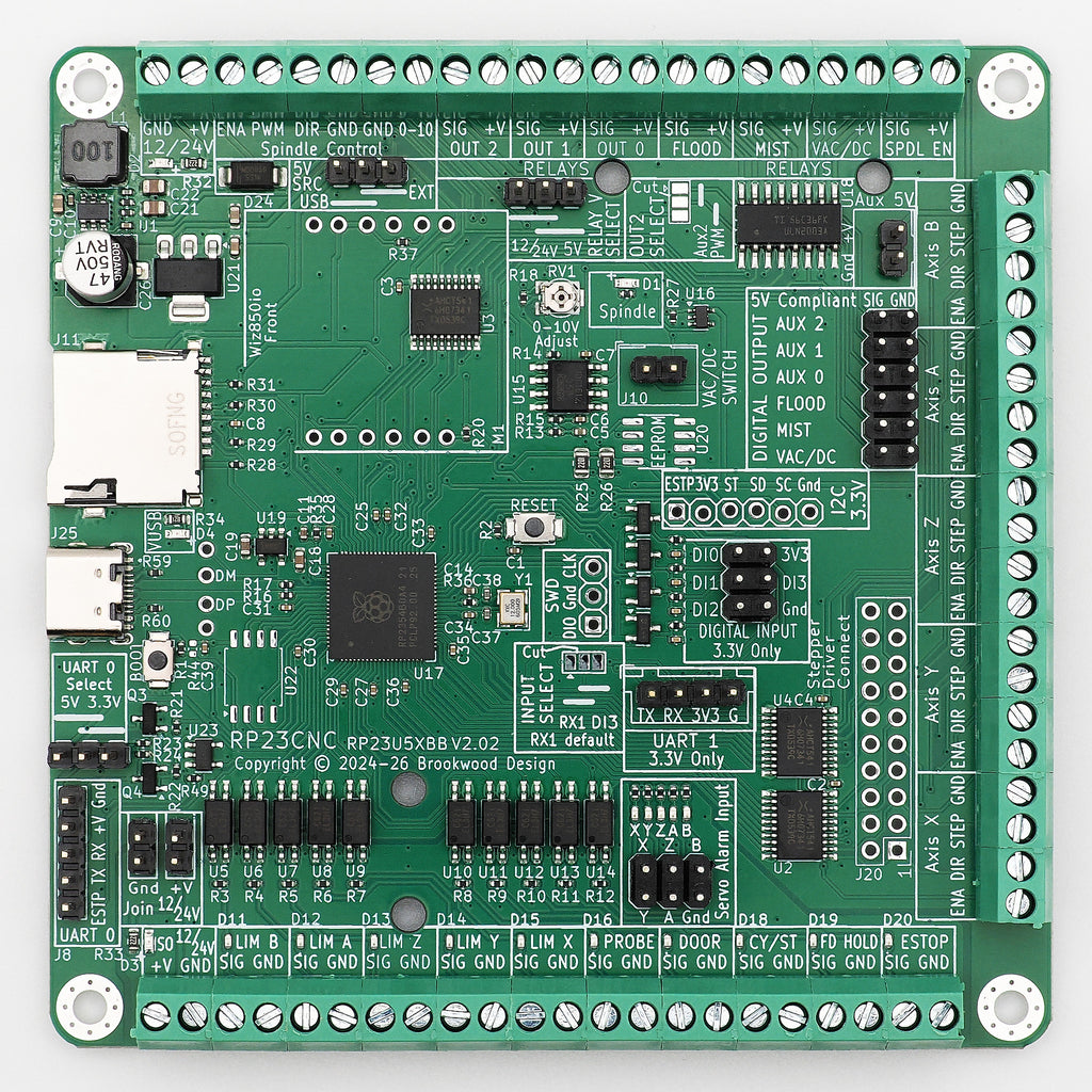 5 Axis grblHAL CNC controller - RP23CNC. Board + Assembly Kit.
